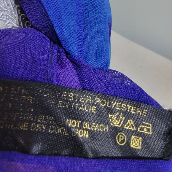 Carol Wior Scarf Rectangle Blue Multicolor Mixed‎ Print Made In Italy EUC - Picture 5 of 5